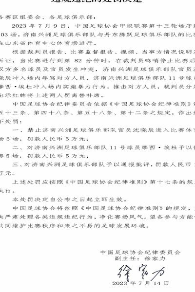 足协禁止省市联赛公开裁判处罚结果